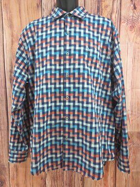 Tommy Bahama Mens Pima Cotton Plaid Long Sleeve Shirt XL